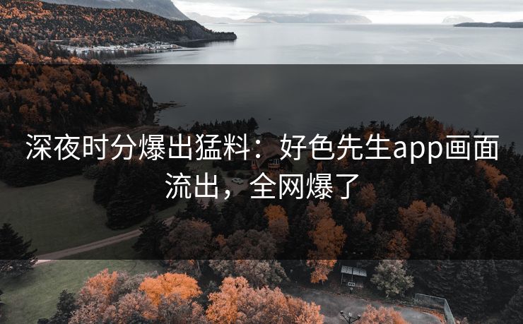 深夜时分爆出猛料：好色先生app画面流出，全网爆了