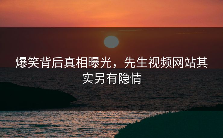 爆笑背后真相曝光，先生视频网站其实另有隐情