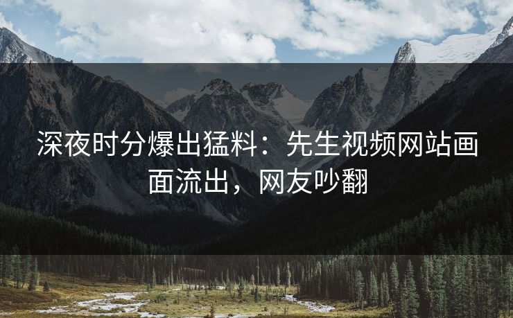 深夜时分爆出猛料：先生视频网站画面流出，网友吵翻