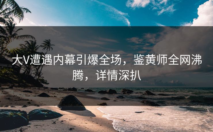 大V遭遇内幕引爆全场，鉴黄师全网沸腾，详情深扒