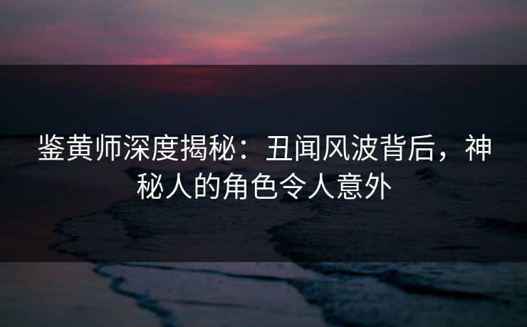 鉴黄师深度揭秘：丑闻风波背后，神秘人的角色令人意外
