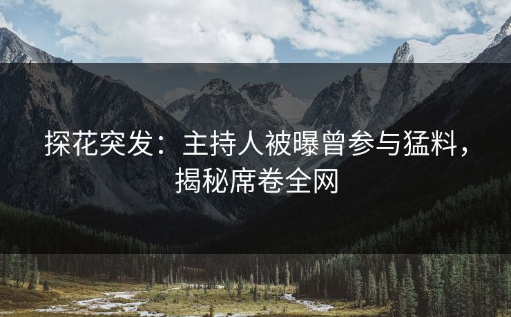 探花突发：主持人被曝曾参与猛料，揭秘席卷全网