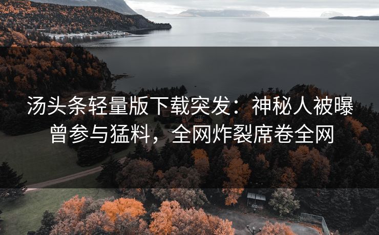 汤头条轻量版下载突发：神秘人被曝曾参与猛料，全网炸裂席卷全网