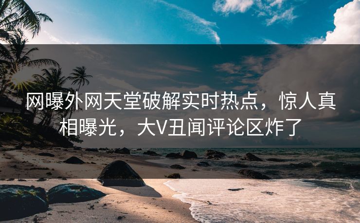 网曝外网天堂破解实时热点，惊人真相曝光，大V丑闻评论区炸了