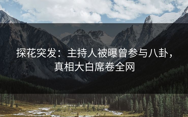探花突发：主持人被曝曾参与八卦，真相大白席卷全网