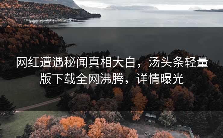 网红遭遇秘闻真相大白，汤头条轻量版下载全网沸腾，详情曝光