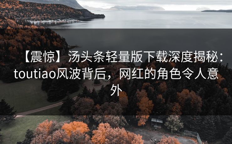 【震惊】汤头条轻量版下载深度揭秘：toutiao风波背后，网红的角色令人意外