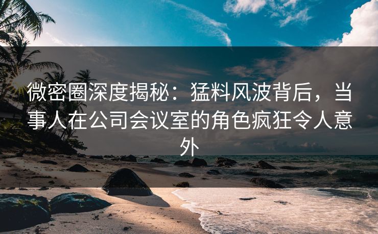 微密圈深度揭秘：猛料风波背后，当事人在公司会议室的角色疯狂令人意外