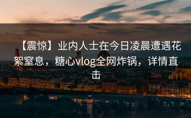 【震惊】业内人士在今日凌晨遭遇花絮窒息，糖心vlog全网炸锅，详情直击