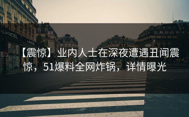 【震惊】业内人士在深夜遭遇丑闻震惊，51爆料全网炸锅，详情曝光