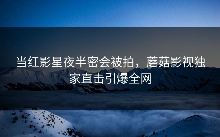 当红影星夜半密会被拍，蘑菇影视独家直击引爆全网
