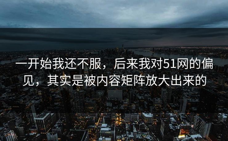一开始我还不服，后来我对51网的偏见，其实是被内容矩阵放大出来的